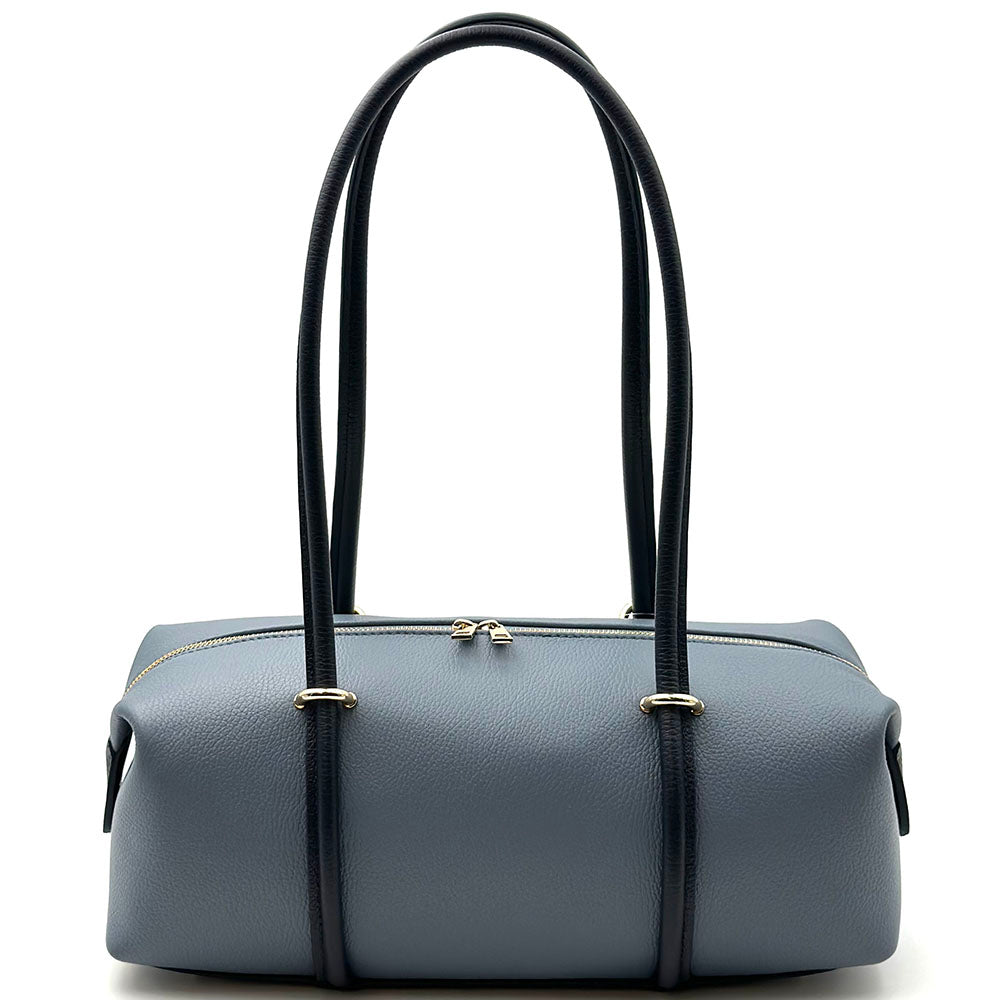 Virelia Italian Cow Leather Cylindrical Shoulder Bag - Made In Italy