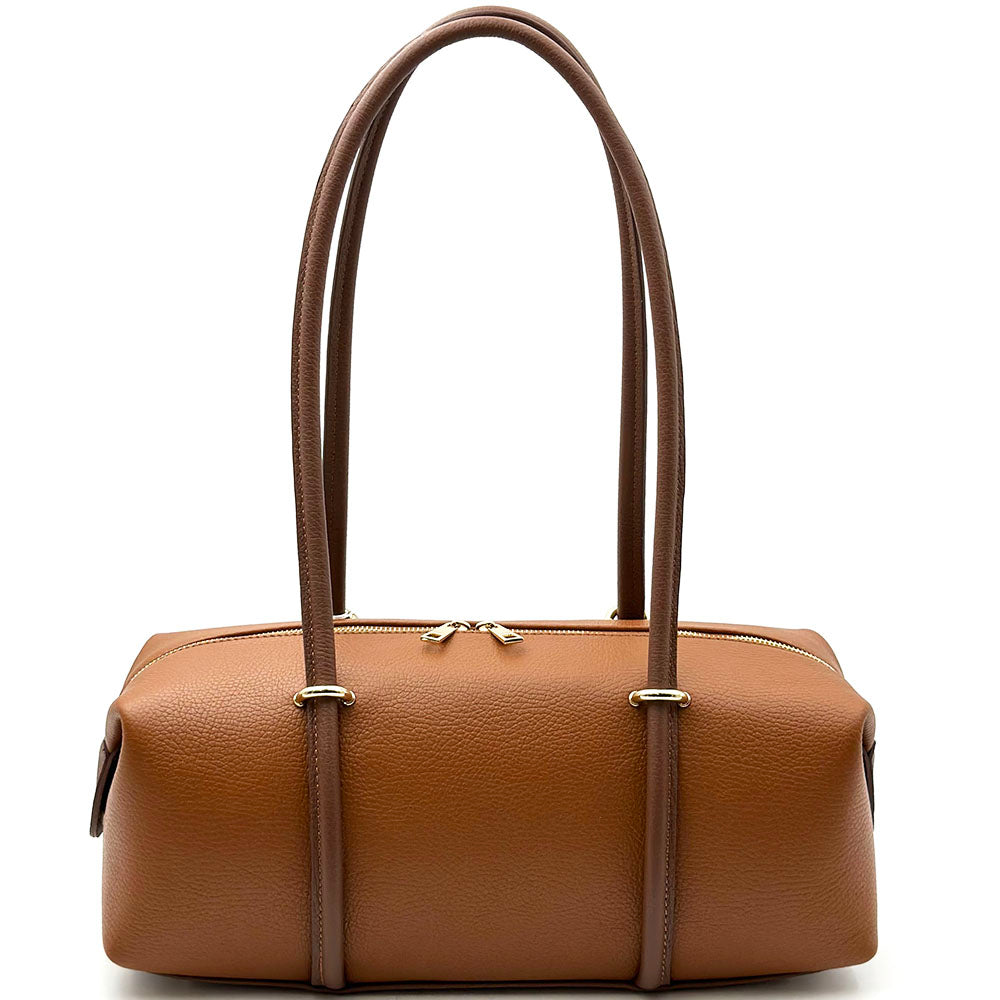 Virelia Italian Cow Leather Cylindrical Shoulder Bag - Made In Italy