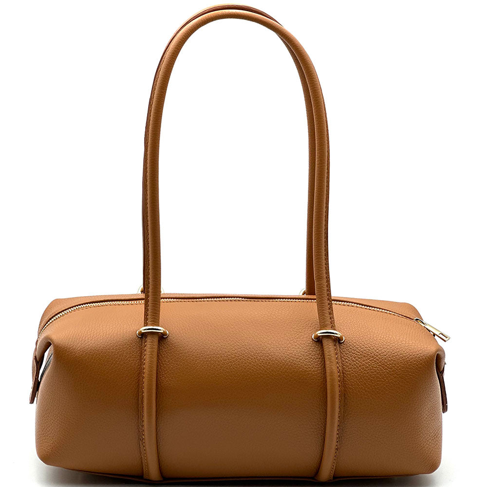 Virelia Italian Cow Leather Cylindrical Shoulder Bag - Made In Italy