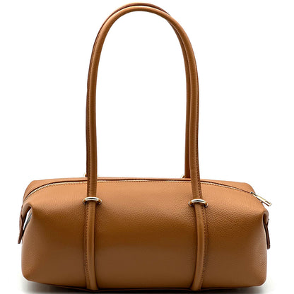 Virelia Italian Cow Leather Cylindrical Shoulder Bag - Made In Italy