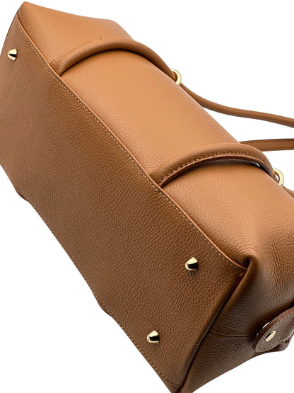 Virelia Italian Cow Leather Cylindrical Shoulder Bag - Made In Italy