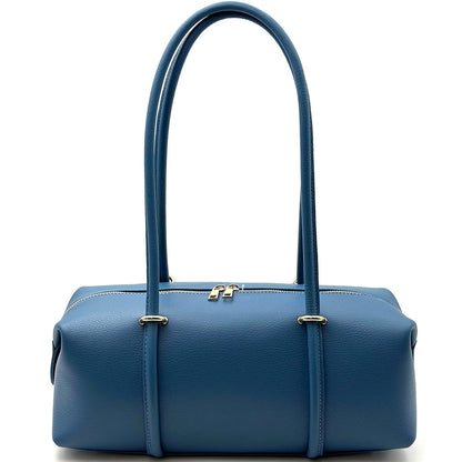 Virelia Italian Cow Leather Cylindrical Shoulder Bag - Made In Italy