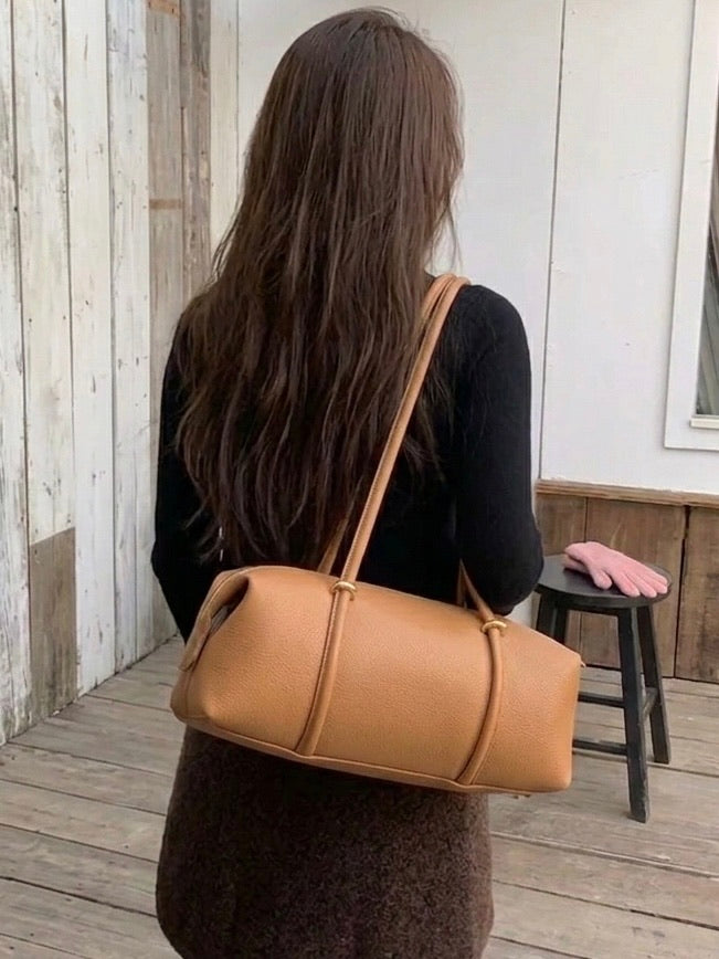 Virelia Italian Cow Leather Cylindrical Shoulder Bag - Made In Italy