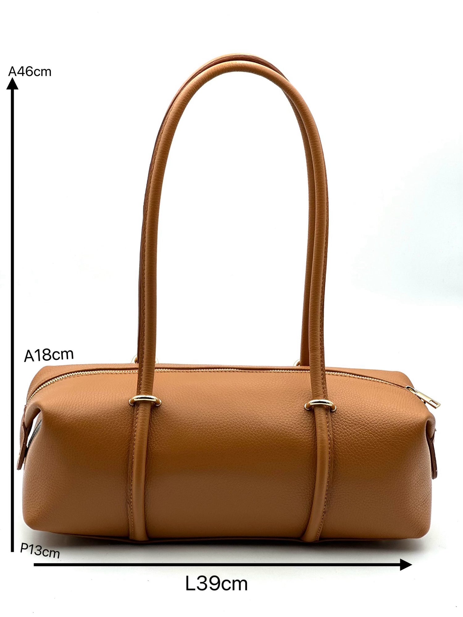 Virelia Italian Cow Leather Cylindrical Shoulder Bag - Made In Italy