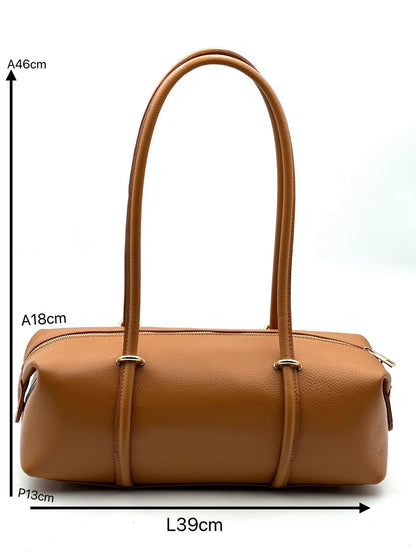 Virelia Italian Cow Leather Cylindrical Shoulder Bag - Made In Italy