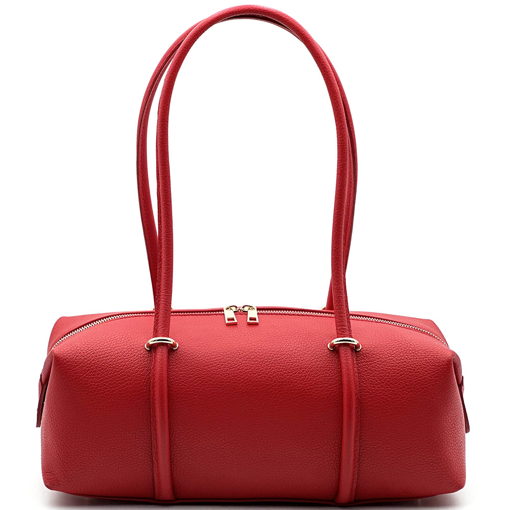 Virelia Italian Cow Leather Cylindrical Shoulder Bag - Made In Italy