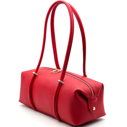 Virelia Italian Cow Leather Cylindrical Shoulder Bag - Made In Italy