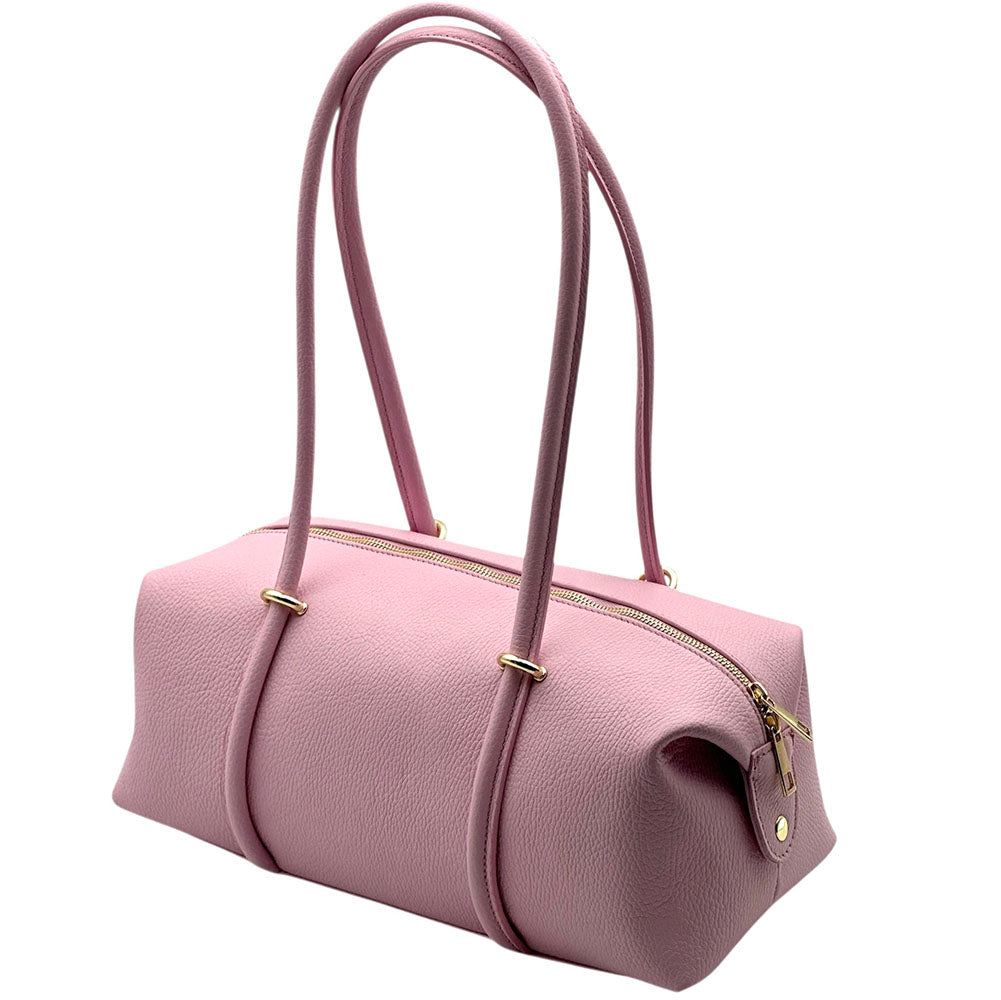 Virelia Italian Cow Leather Cylindrical Shoulder Bag - Made In Italy
