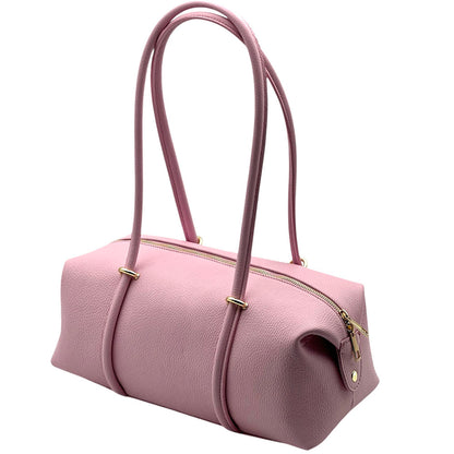 Virelia Italian Cow Leather Cylindrical Shoulder Bag - Made In Italy