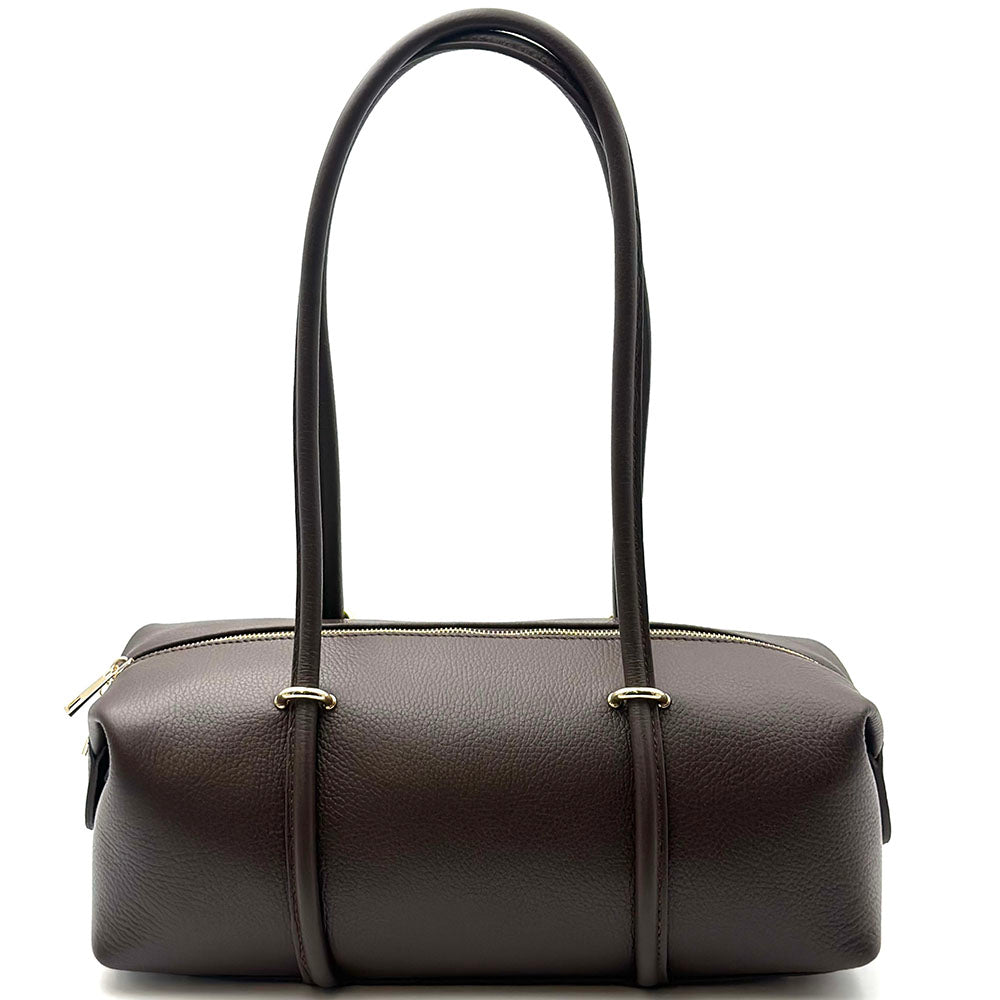 Virelia Italian Cow Leather Cylindrical Shoulder Bag - Made In Italy