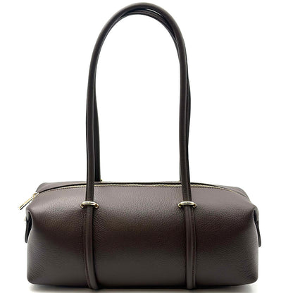 Virelia Italian Cow Leather Cylindrical Shoulder Bag - Made In Italy