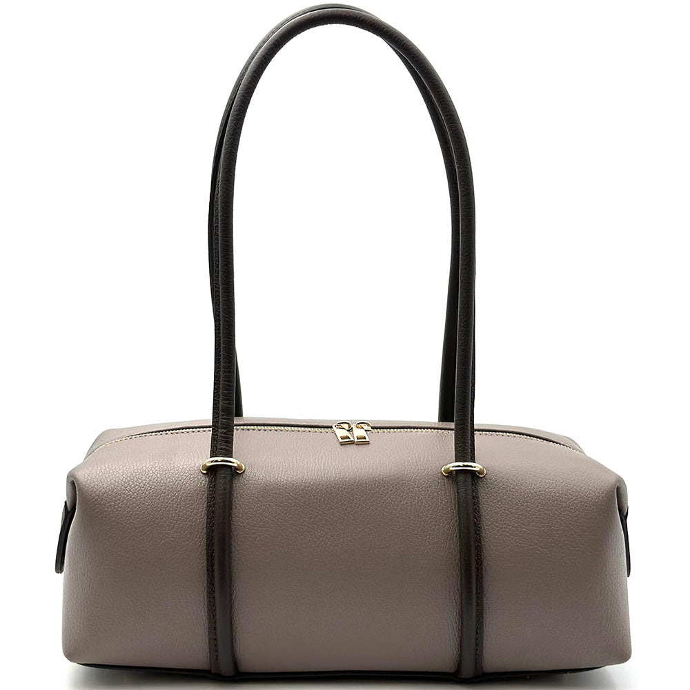 Virelia Italian Cow Leather Cylindrical Shoulder Bag - Made In Italy