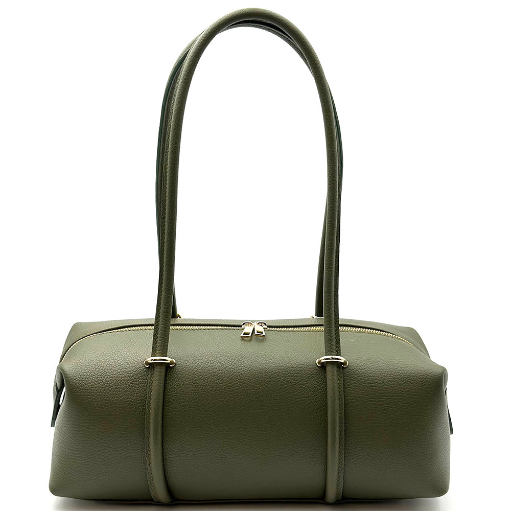 Virelia Italian Cow Leather Cylindrical Shoulder Bag - Made In Italy