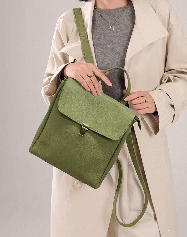 Michela Minimalist Italian Leather Backpack - Made In Italy