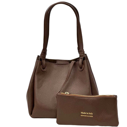 Ornella Pebbled Leather Shoulder Tote - Made In Italy
