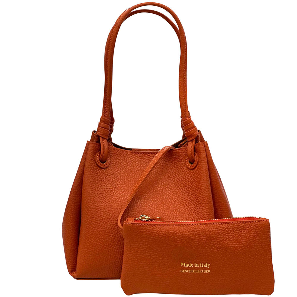 Ornella Pebbled Leather Shoulder Tote - Made In Italy