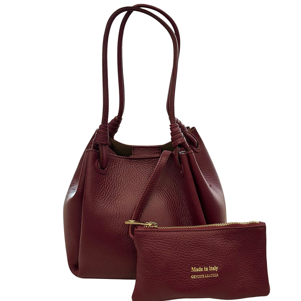 Ornella Pebbled Leather Shoulder Tote - Made In Italy