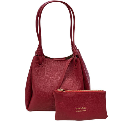 Ornella Pebbled Leather Shoulder Tote - Made In Italy