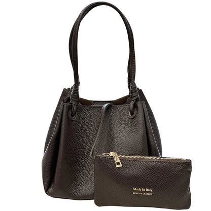 Ornella Pebbled Leather Shoulder Tote - Made In Italy