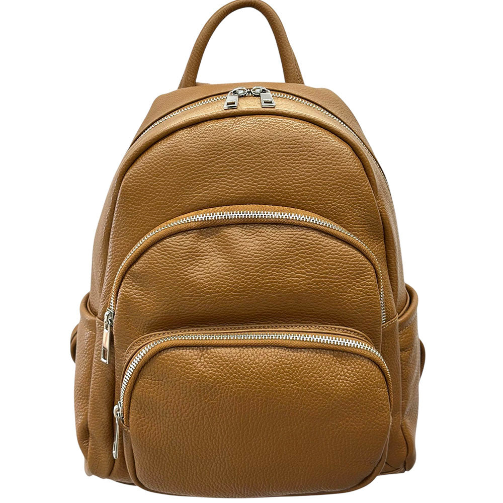 Carola Cow Leather Travel Backpack - Made In Italy