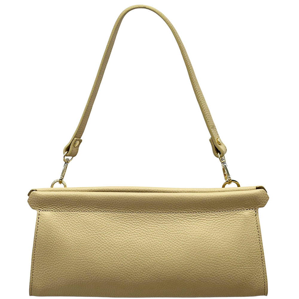 Eliora Italian Cow Leather Convertible Baguette Bag - Made In Italy
