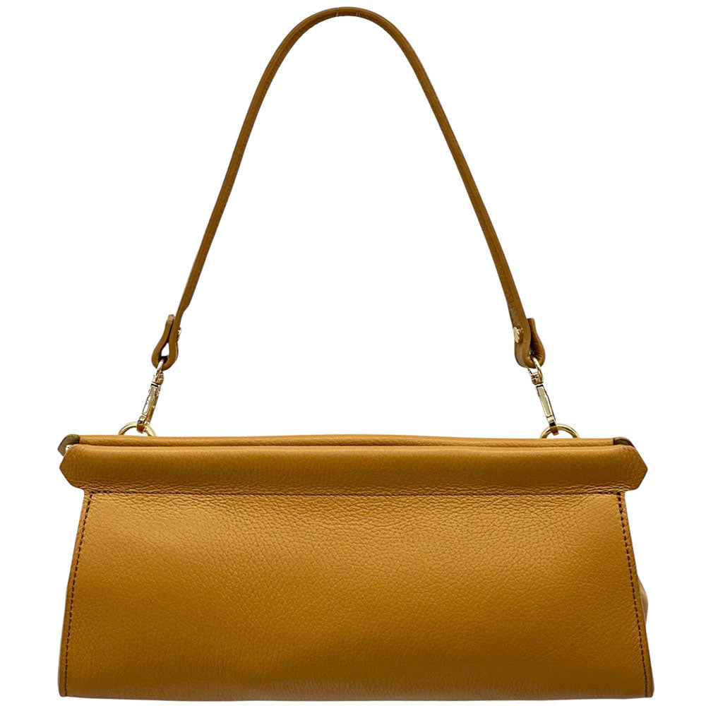 Eliora Italian Cow Leather Convertible Baguette Bag - Made In Italy