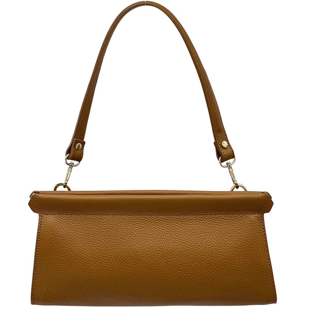 Eliora Italian Cow Leather Convertible Baguette Bag - Made In Italy
