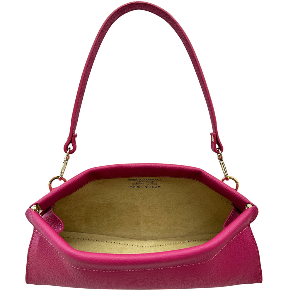 Eliora Italian Cow Leather Convertible Baguette Bag - Made In Italy