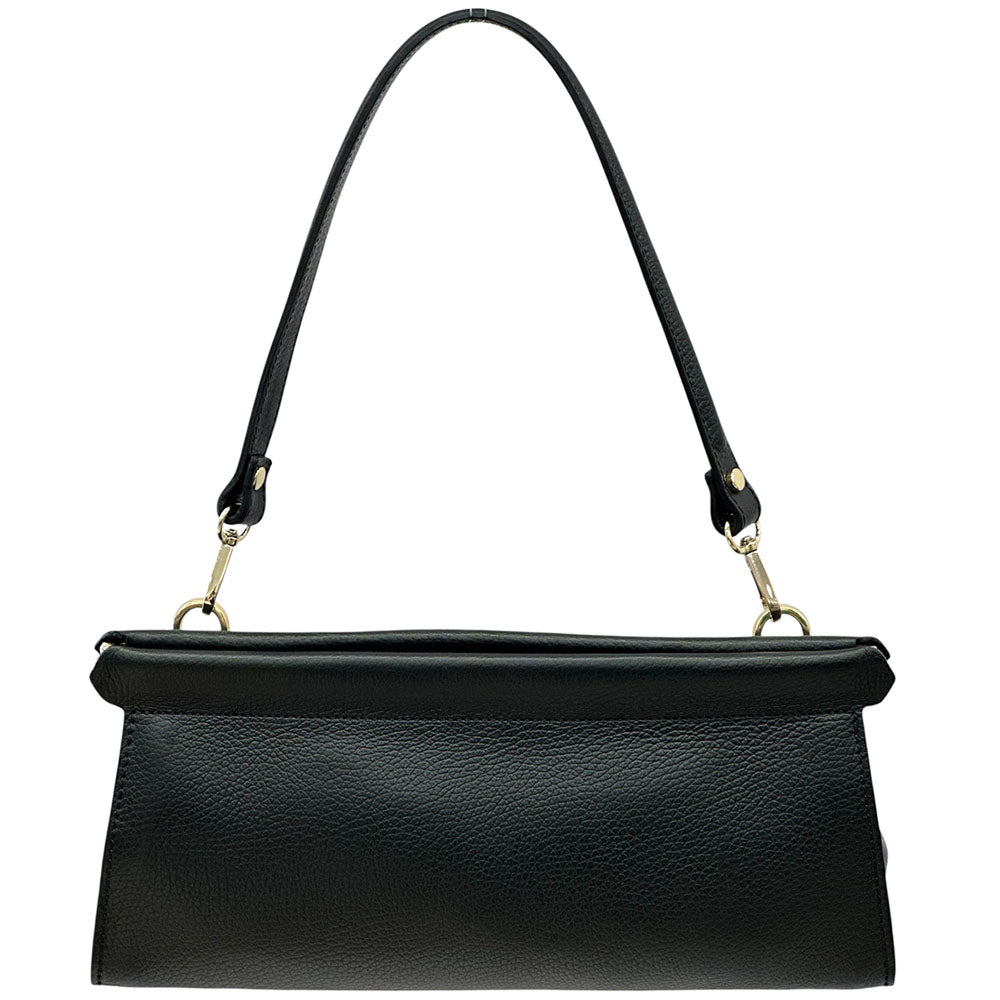 Eliora Italian Cow Leather Convertible Baguette Bag - Made In Italy