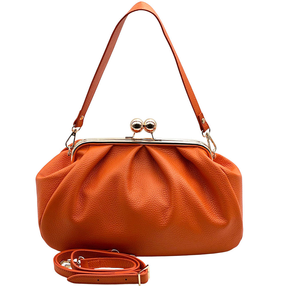 Brunella Frame Cow Leather Bag - Made In Italy