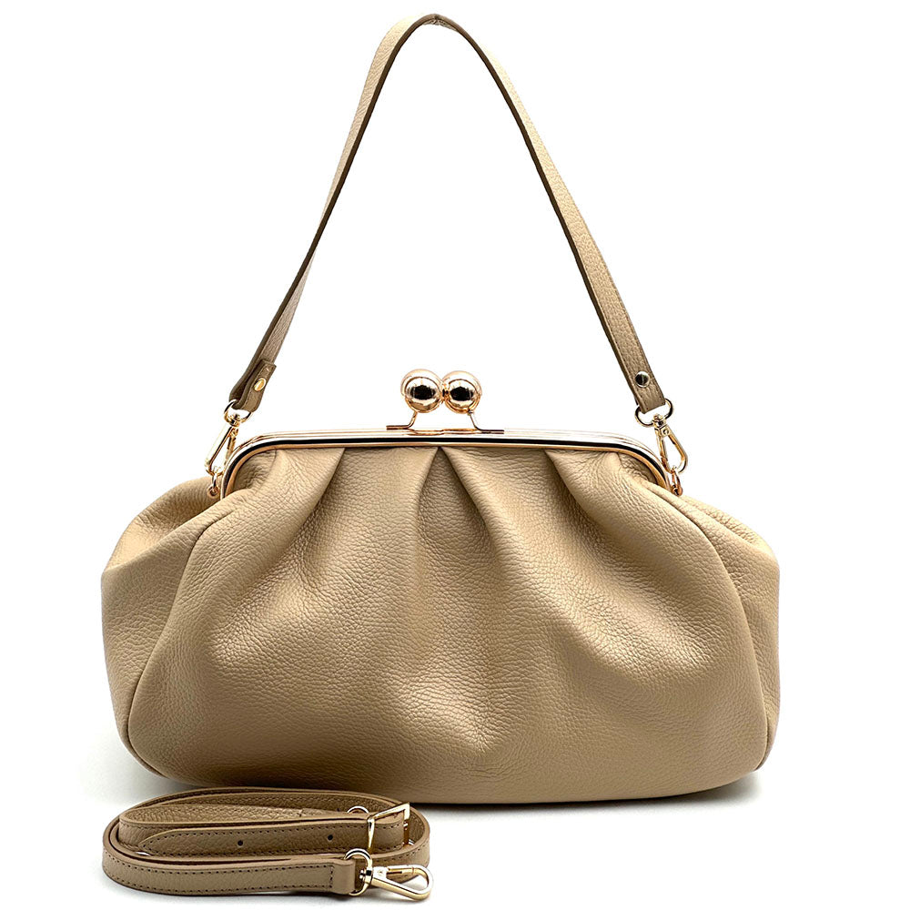 Brunella Frame Cow Leather Bag - Made In Italy