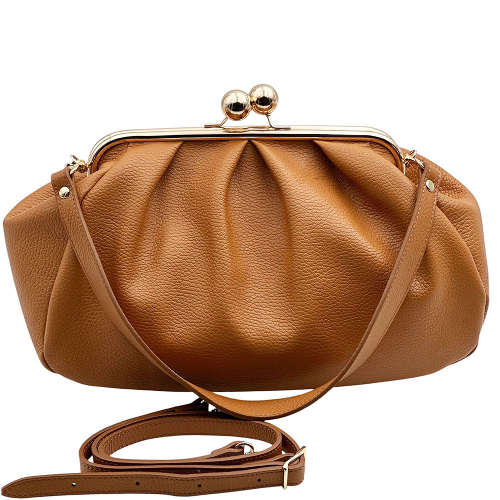 Brunella Frame Cow Leather Bag - Made In Italy