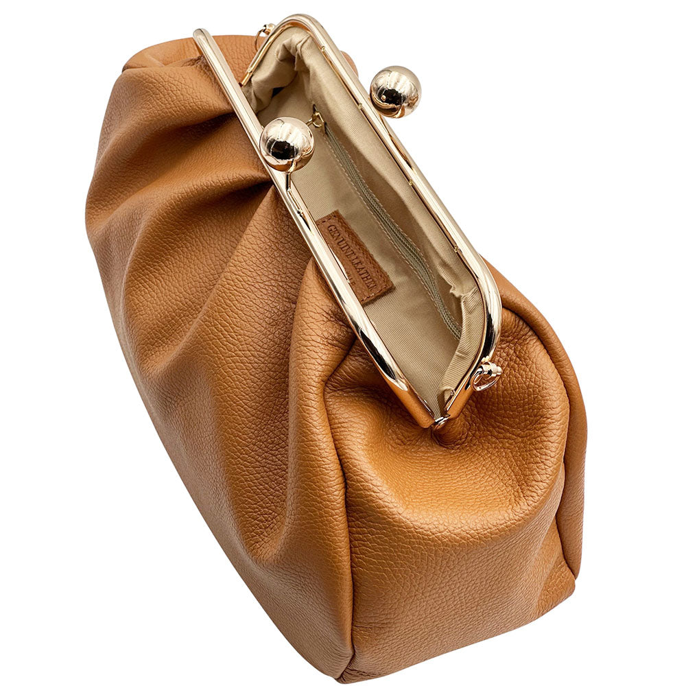Brunella Frame Cow Leather Bag - Made In Italy