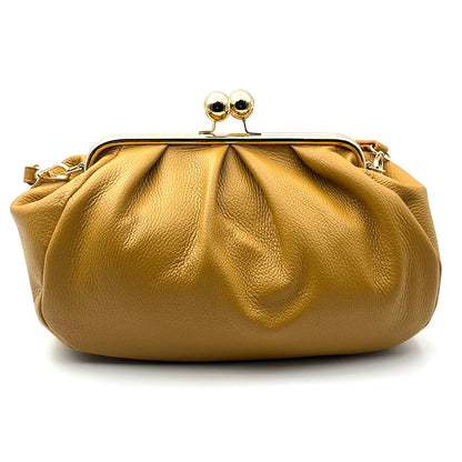 Brunella Frame Cow Leather Bag - Made In Italy