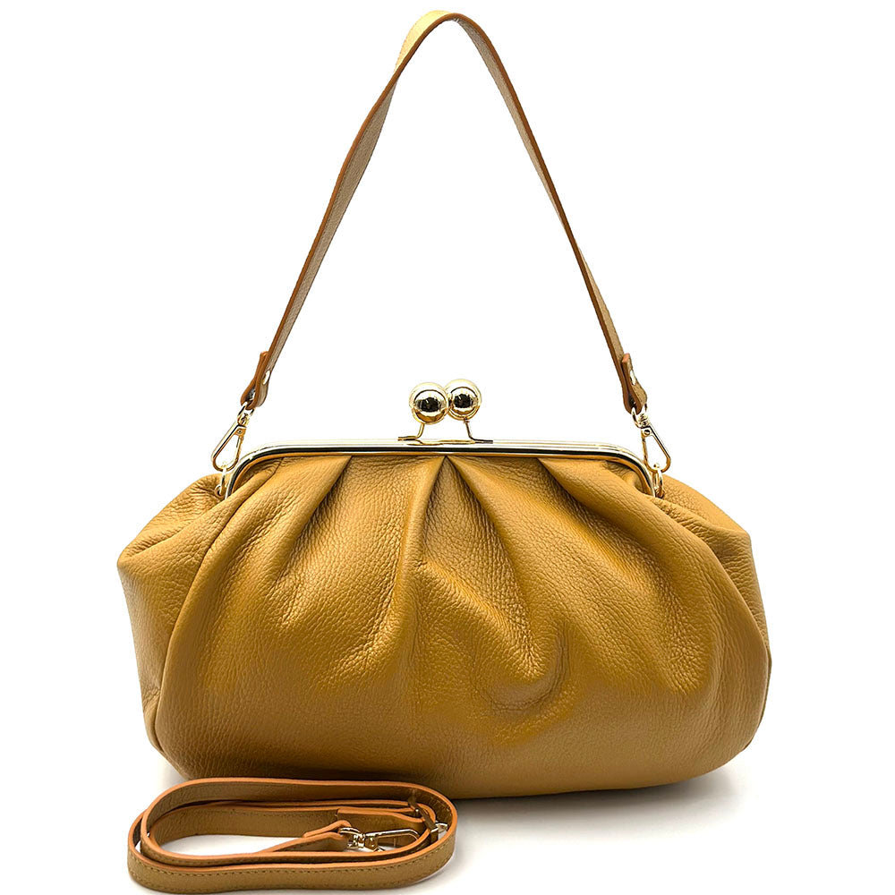 Brunella Frame Cow Leather Bag - Made In Italy