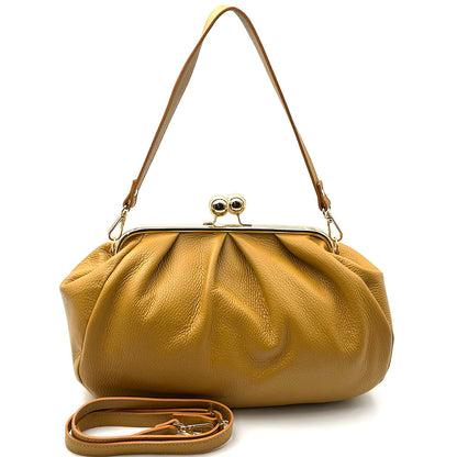 Brunella Frame Cow Leather Bag - Made In Italy