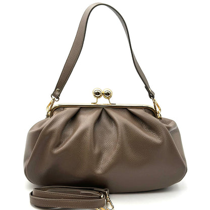 Brunella Frame Cow Leather Bag - Made In Italy
