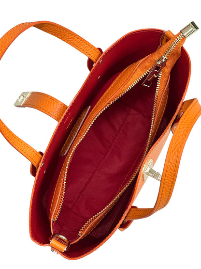 Bianca Small Italian Pebbled Leather Crossbody Tote Bag - Made In Italy