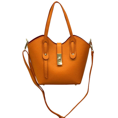 Bianca Small Italian Pebbled Leather Crossbody Tote Bag - Made In Italy