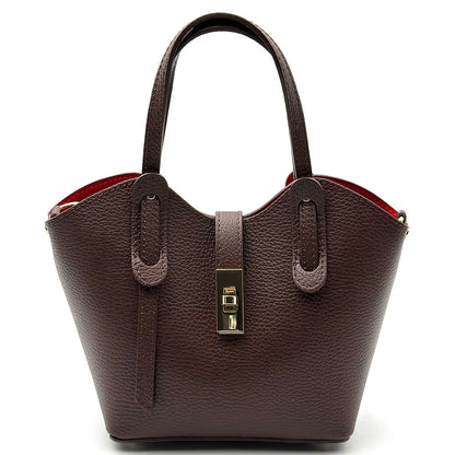 Bianca Small Italian Pebbled Leather Crossbody Tote Bag - Made In Italy