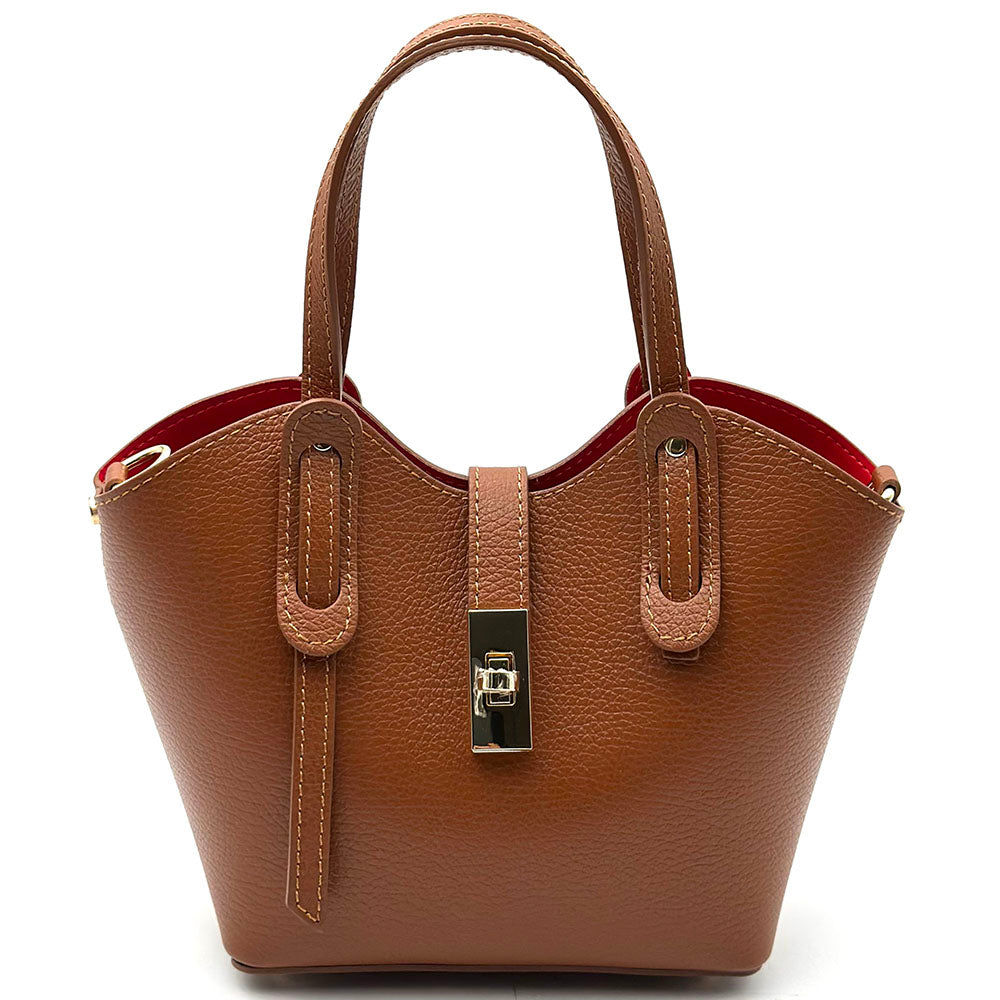 Bianca Small Italian Pebbled Leather Crossbody Tote Bag - Made In Italy