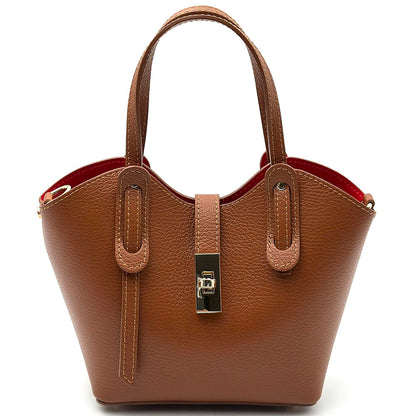 Bianca Small Italian Pebbled Leather Crossbody Tote Bag - Made In Italy