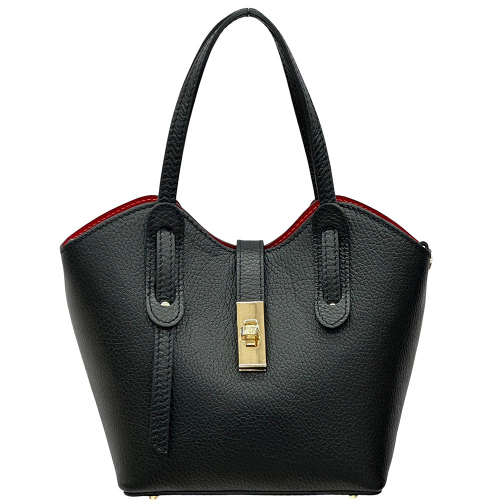 Bianca Small Italian Pebbled Leather Crossbody Tote Bag - Made In Italy