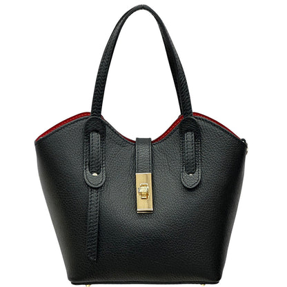 Bianca Small Italian Pebbled Leather Crossbody Tote Bag - Made In Italy