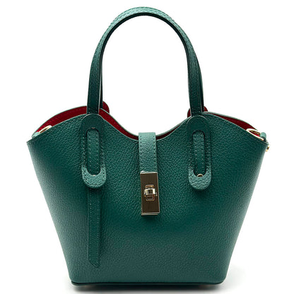 Bianca Small Italian Pebbled Leather Crossbody Tote Bag - Made In Italy
