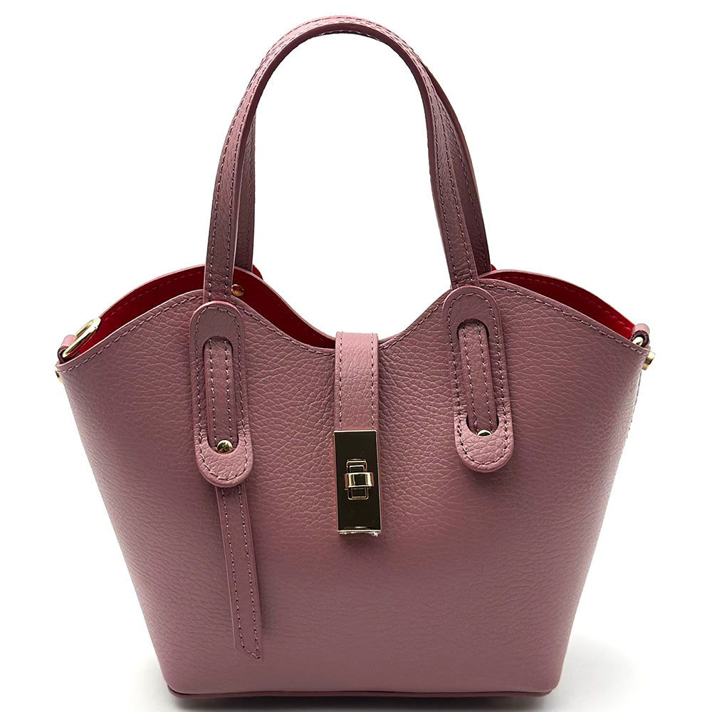 Bianca Small Italian Pebbled Leather Crossbody Tote Bag - Made In Italy