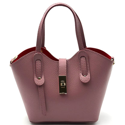 Bianca Small Italian Pebbled Leather Crossbody Tote Bag - Made In Italy