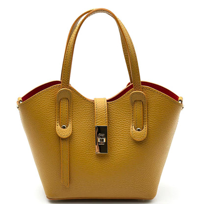Bianca Small Italian Pebbled Leather Crossbody Tote Bag - Made In Italy