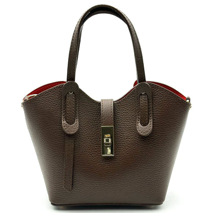 Bianca Small Italian Pebbled Leather Crossbody Tote Bag - Made In Italy