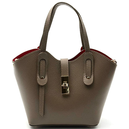 Bianca Small Italian Pebbled Leather Crossbody Tote Bag - Made In Italy